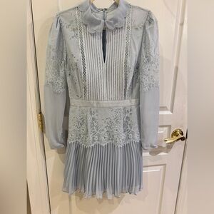 Self-Portrait Light Blue Lace Dress